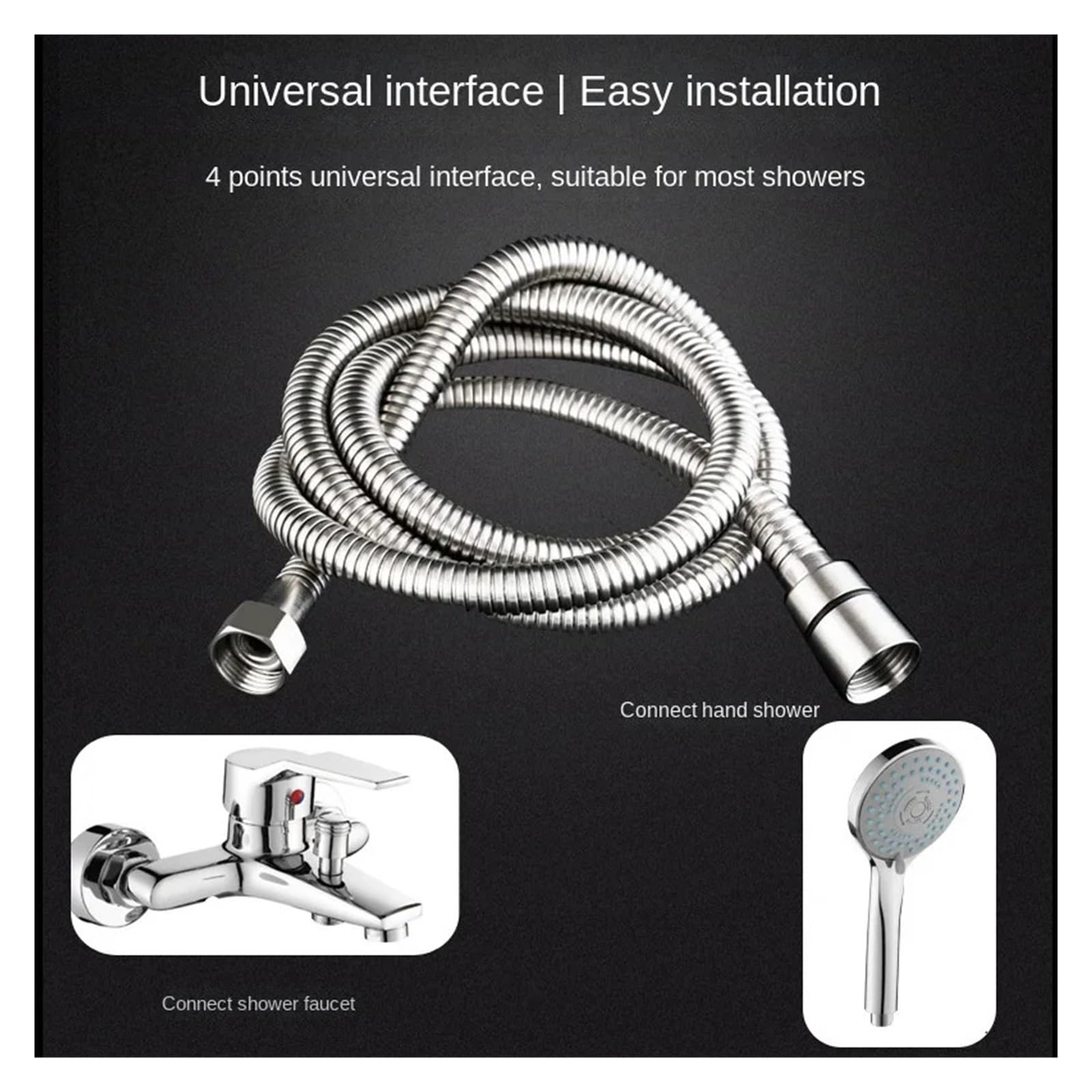 Manguera de jardín Extensible, Accesorios de Ducha, extensión de Manguera SUS304 de 1,5/2 m, Flexible for baño(2m)