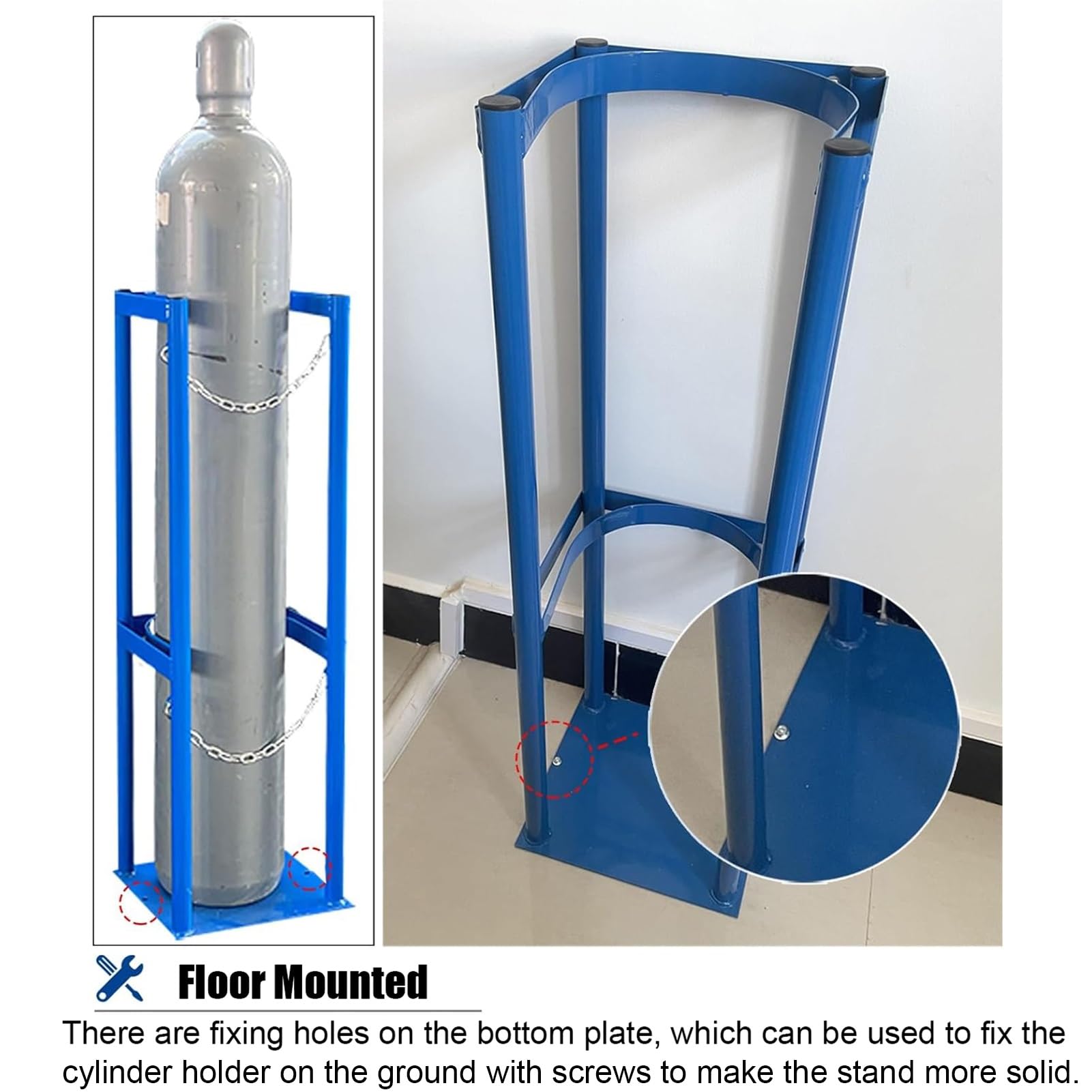 Supporto per bombole di Gas in Acciaio Resistente, Porta bombole di Ossigeno da 40 Litri, Dispositivo antiribaltamento per la Sicurezza in Fabbrica, Garage e Laboratorio, Supporta 3 bombole,