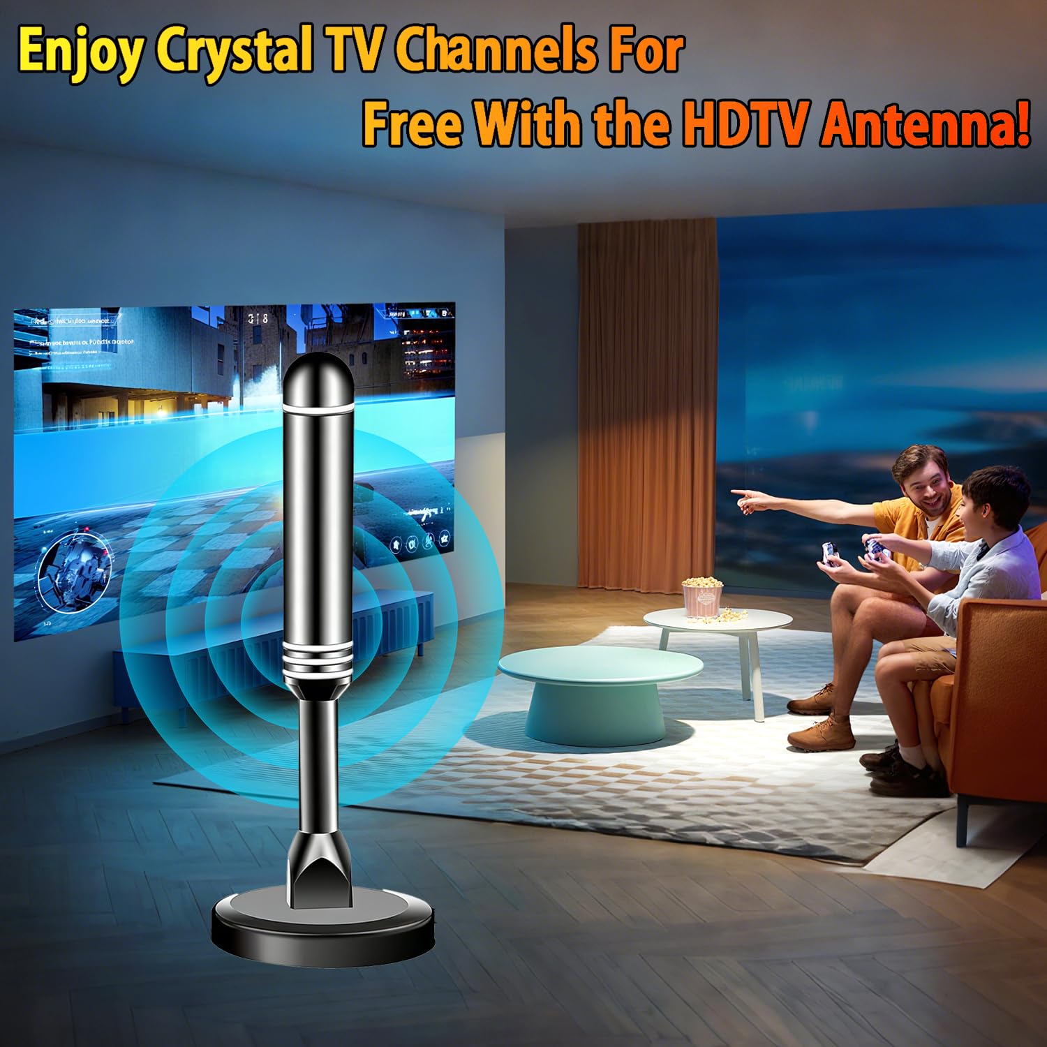 Antenna TV per interni per canali locali, antenna HDTV antenna ricezione a 360° per canali locali per Smart TV e vecchi televisori - Supporto 8K 4K 1080p
