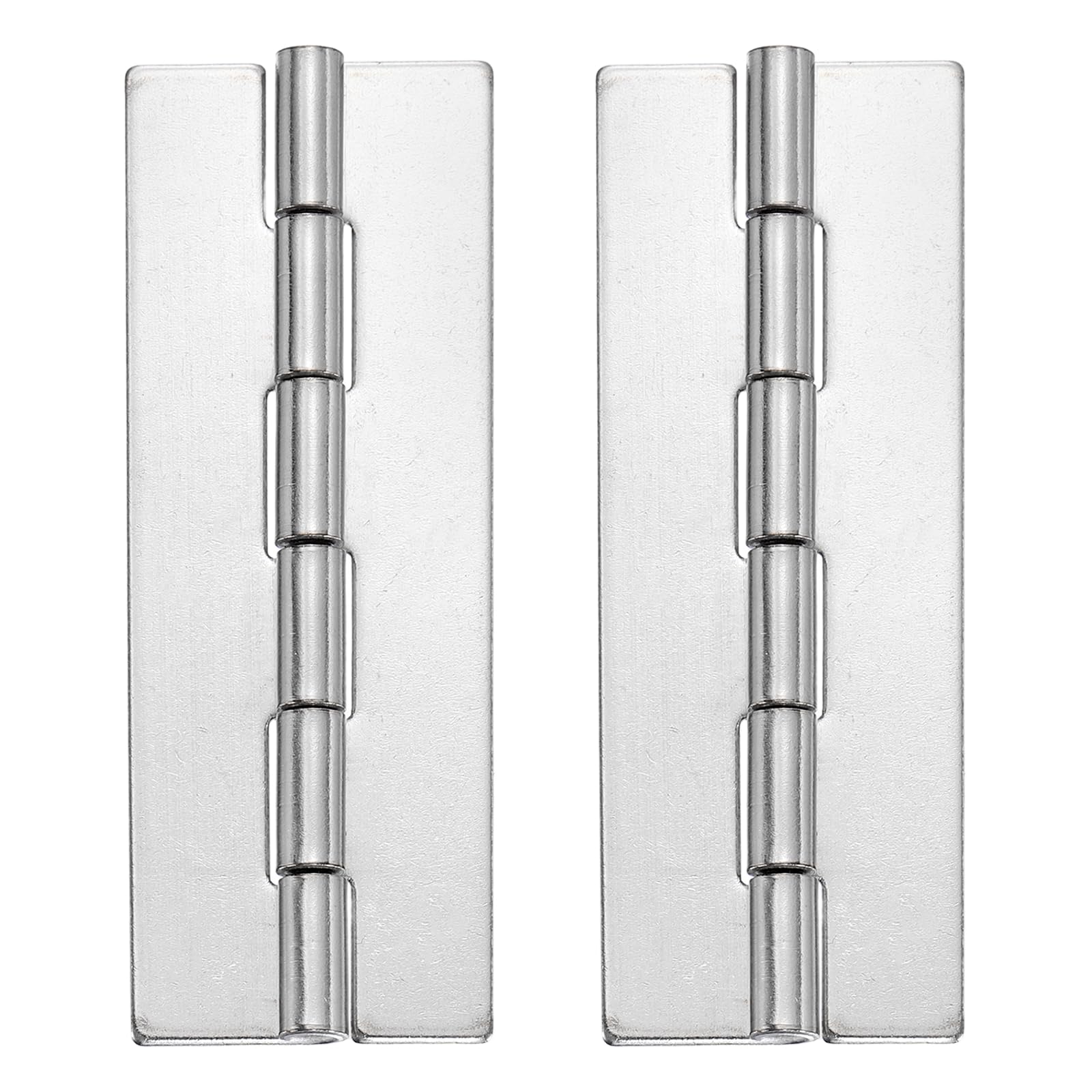 sourcing map 2 Pack Heavy Duty Weldable Hinges, 3.5" x 1.26" x 0.06" Weld on Butt Hinge 304 Stainless Steel Folding Metal Gate Hinges for Trailer Doors, Silver