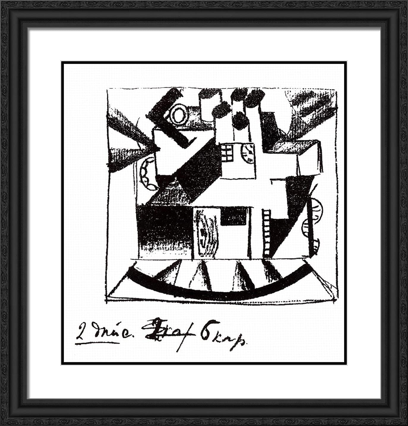 ArtDirect Malevich, Kazimir 20x21 Black Ornate Framed Art Print with Double Matting Titled: Home