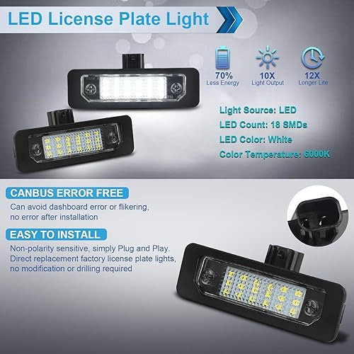 Miniatura 4 de MbuyDIY Lámpara LED para matrícula compatible con Fusion 2006-2012, Mustang 2010-2014, Taurus 10-19, Flex Focus Lincoln MKX MKZ MKT MKS Mercury