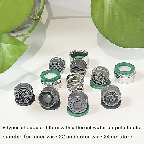 Vista 27 de Aireador de grifo de 2.2 GPM, paquete de 2 piezas de repuesto de filtro de aireación con carcasa de latón de 15/16 pulgadas, 0.945 in, filtro