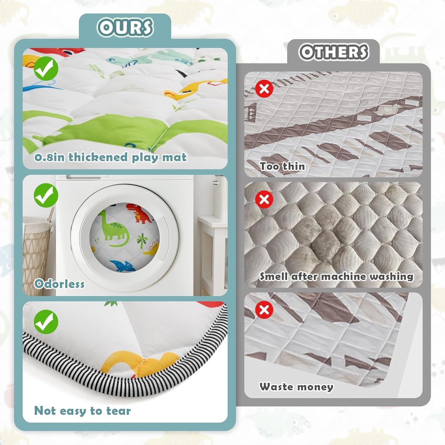 Palopalo Baby Play Mat for Floor, 74x50 inch Large Play Mat for Playpen, Soft Padding Playmats for Babies, Toddlers and Infants, Non-Slip and Foldable Baby Crawling Blanket, Machine Washable