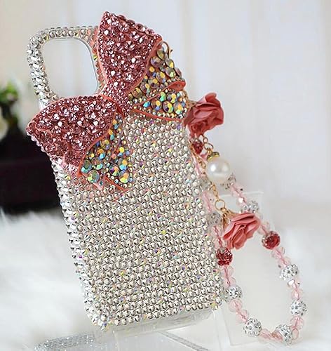 Bonita funda protectora transparente con lazo para Samsung Galaxy A32 5GM32 5G, con diamantes de imitación de diamantes de imitación para mujeres y