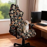 Vista 3 de Funda para silla de jugador de hongos, funda para silla de computadora, 4 piezas, con cremallera, con reposabrazos, para estudio en casa, helechos