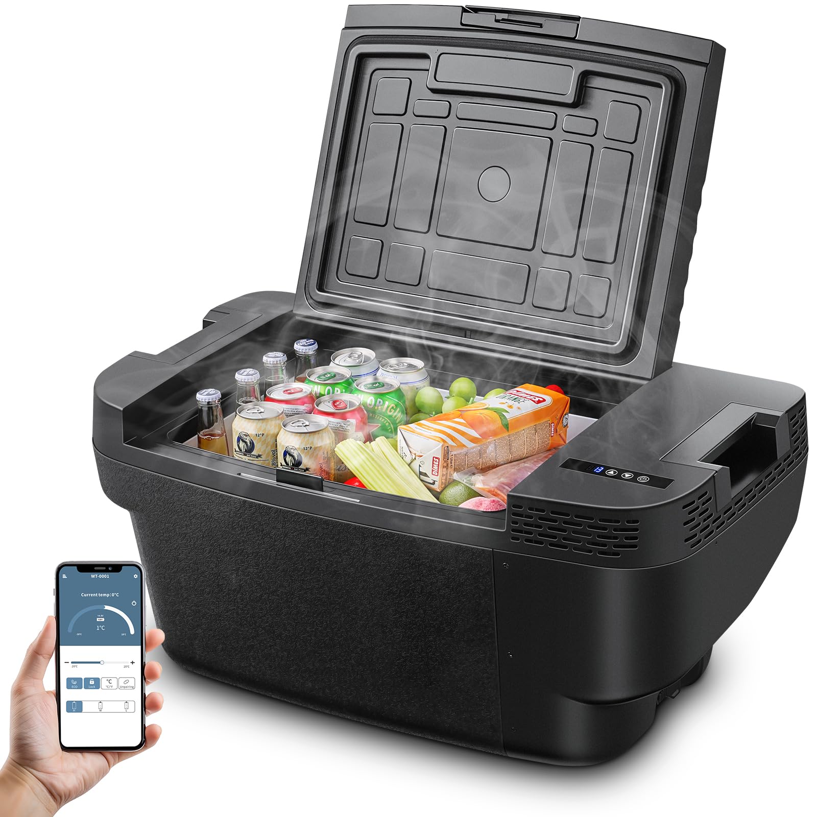 AAOBOSI Kompressor Kühlbox 35L 12V bis -20°C App-Steuerung Tragbar Anti-Shake für Outdoor Reisen Camping