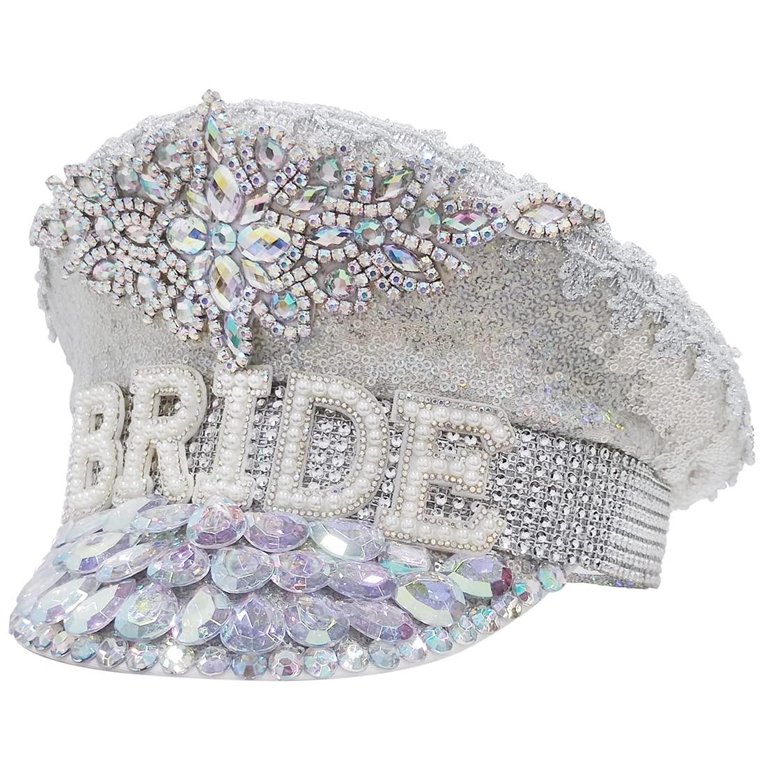 TRYITRY Silver Bride Hat Hen Party Access,Handmade Sparkling Rhinestone Hat,Bride to be Hat,Perfect for Wedding,Bride,Nights out,Hen Parties,Beach Parties,Festivals, or Birthdays Gift