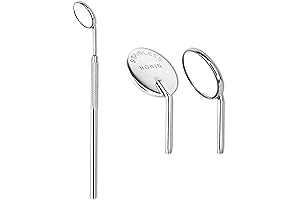 HOKIN Dental Mirror Number 5 Stainless Steel Professional Dentist Mirror with Two Removable Mirror Heads