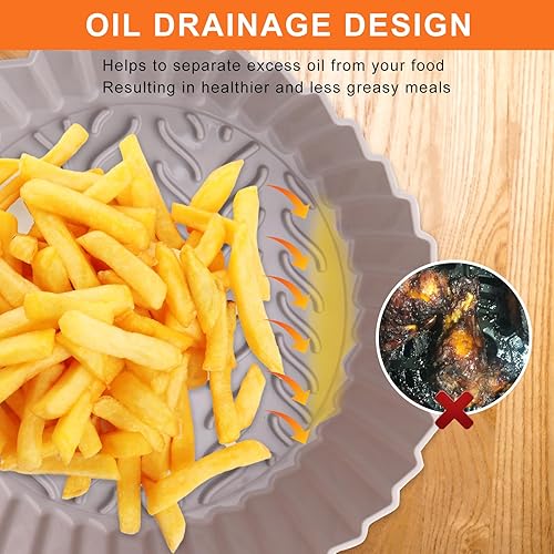Miniatura 5 de Paquete de 2 forros de silicona para freidora de aire para 3 a 5 cuartos de galón, tazón de cesta de silicona para freidora de aire, reemplazo de
