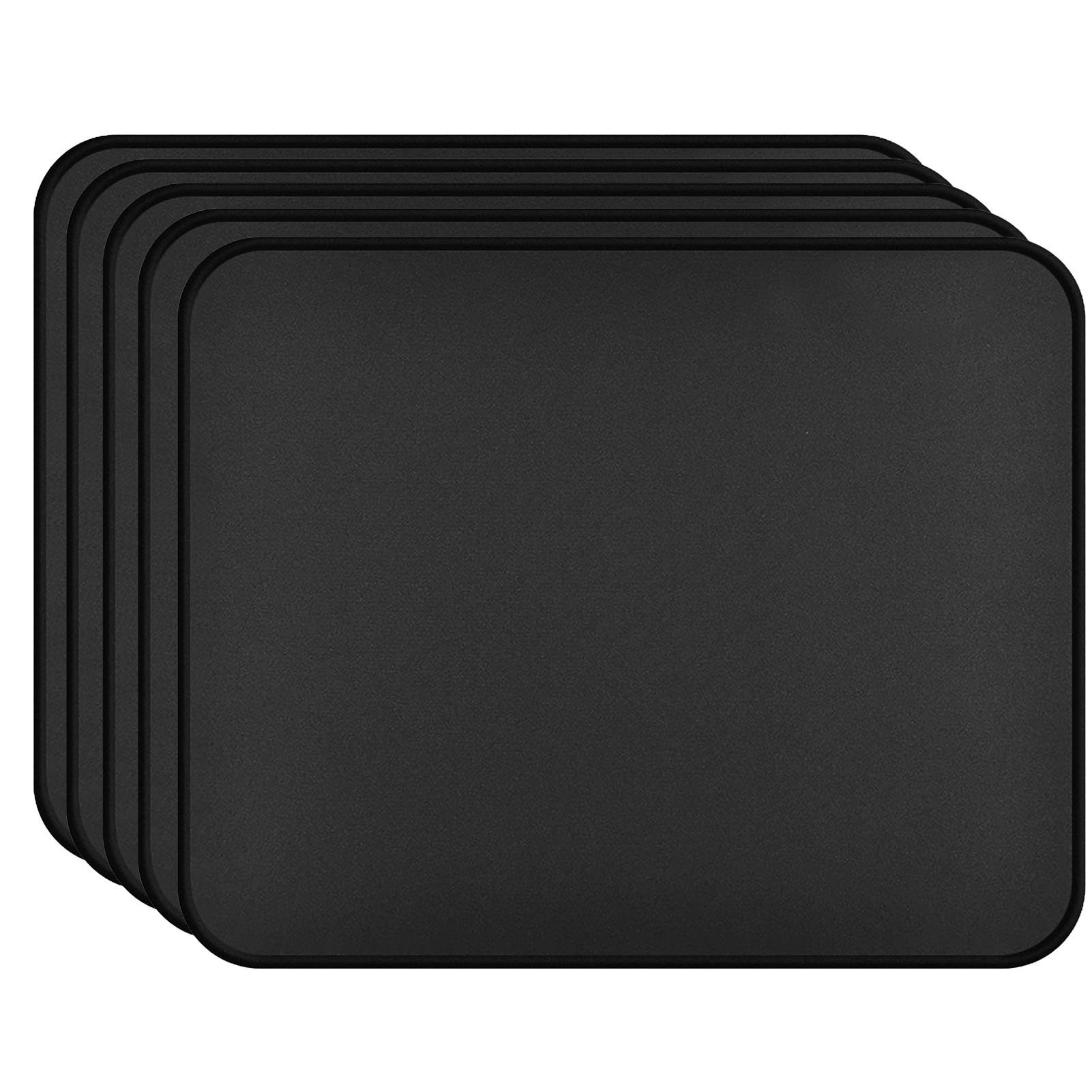 Alfombrilla de mouse negra con bordes cosidos antideshilachados, paquete de 5 alfombrillas de mouse para juegos con base de goma antideslizante, superficie lisa impermeable, alfombrilla de mouse para