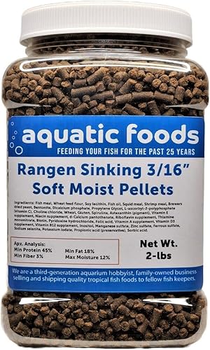 Aquatic Foods Inc. Pellets de salmón suaves y húmedos de 316 pulgadas para axolotes adultos, camarones, caracoles, cangrejos, anfibios pequeños,