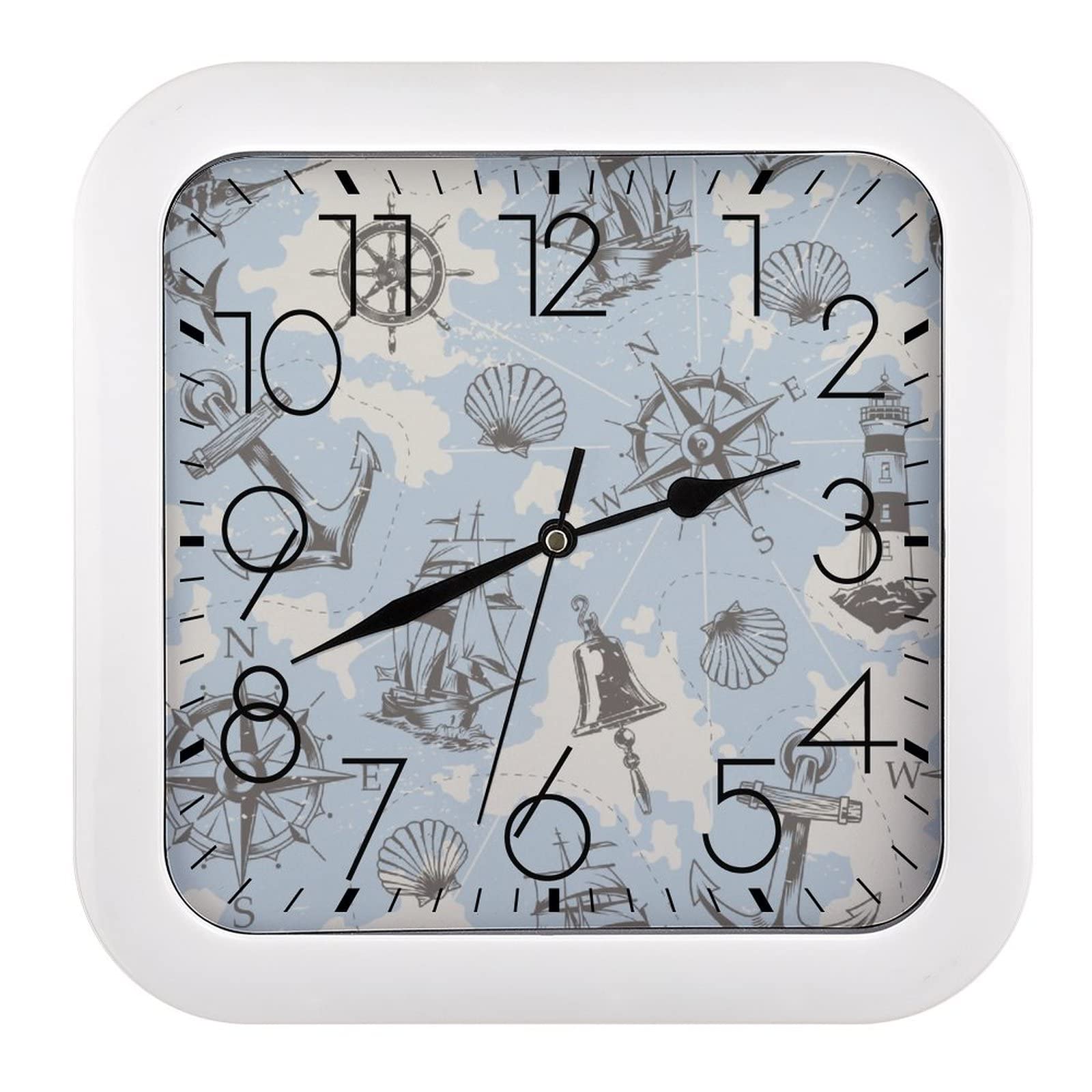 Horloge Murale Carrée Lisible avec Grands Chiffres pour Rompre la Monotonie