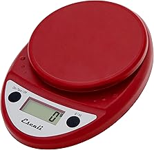 Escali Primo P115WR Balança de alimentos de cozinha de precisão para assar e cozinhar, design leve e durável, visor digital LCD, vermelho quente