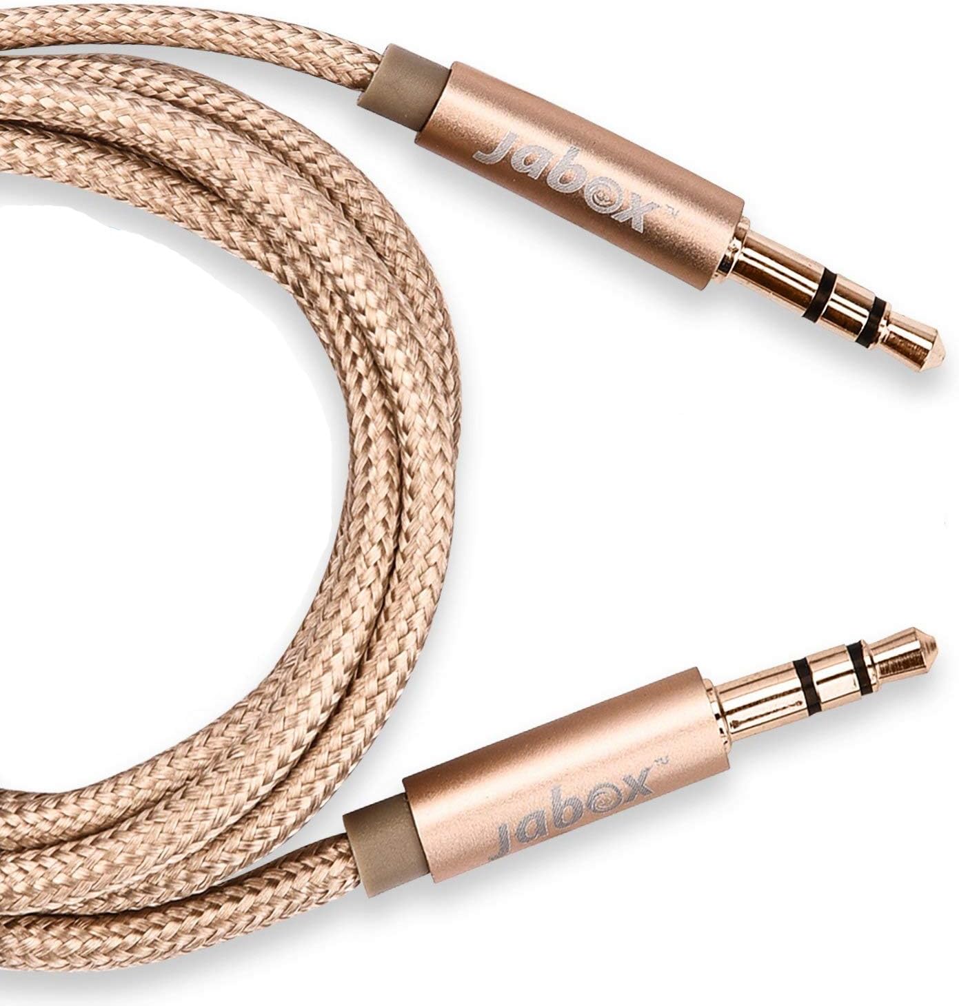 Aux Audio Nylon Braided Cable for Phone, Home Theater, Speaker, car - 1 Meter, 3.5MM Gold Plated.
