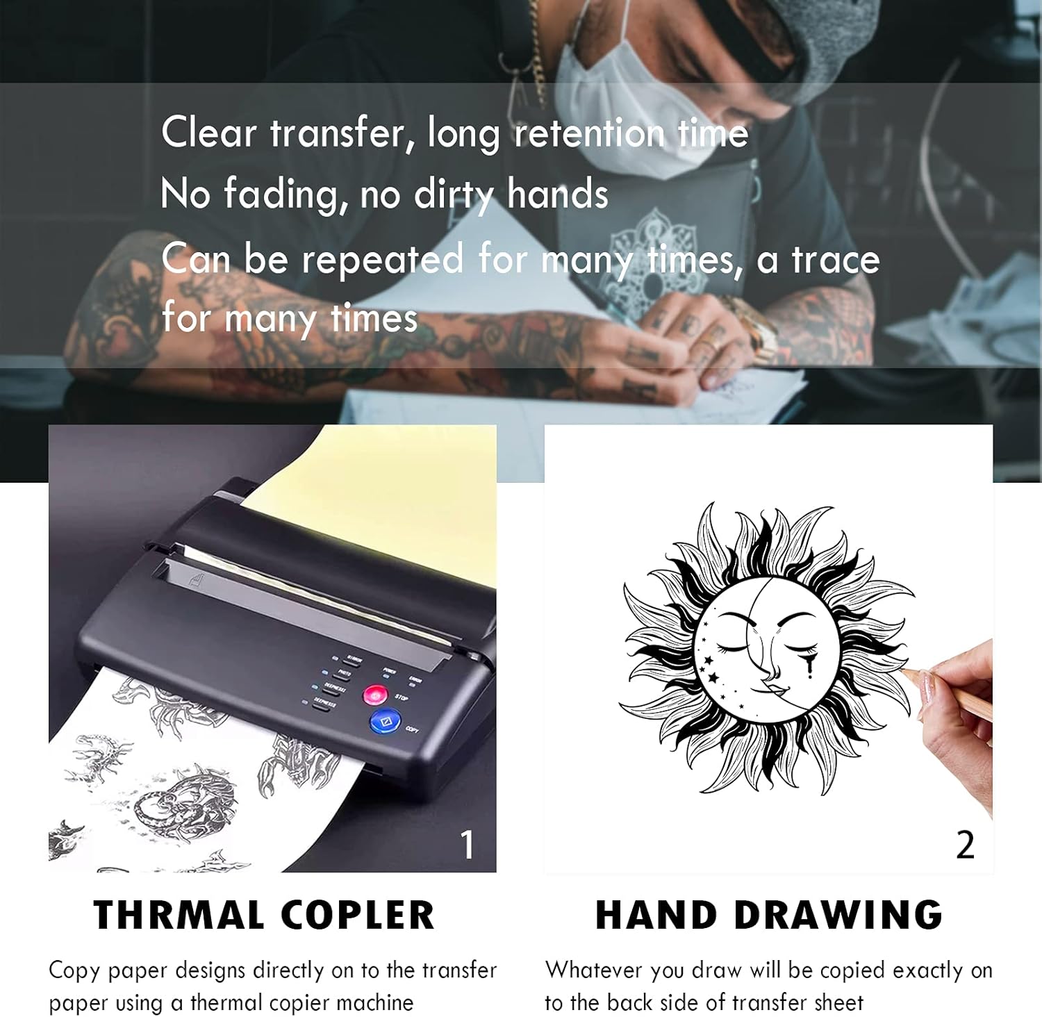 WeLiu Tattoo Transfer Paper,110 Sheets Tattoo Stencil Paper for Tattooing to Skin,A4 Size