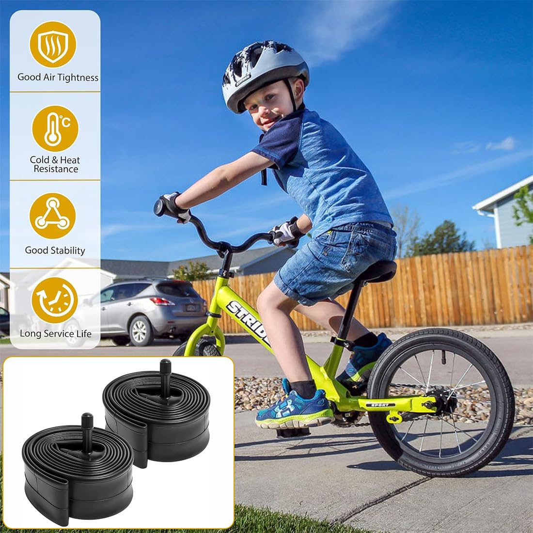 2 Pezzi Camera D'Aria 12 X 2.125, Camere D'Aria Rinforzata Per Bicicletta, 12 Pollici Pneumatici Di Ricambio Per Passeggino, Tricicli, Biciclette Da Equilibrio E Biciclette Per Bambini