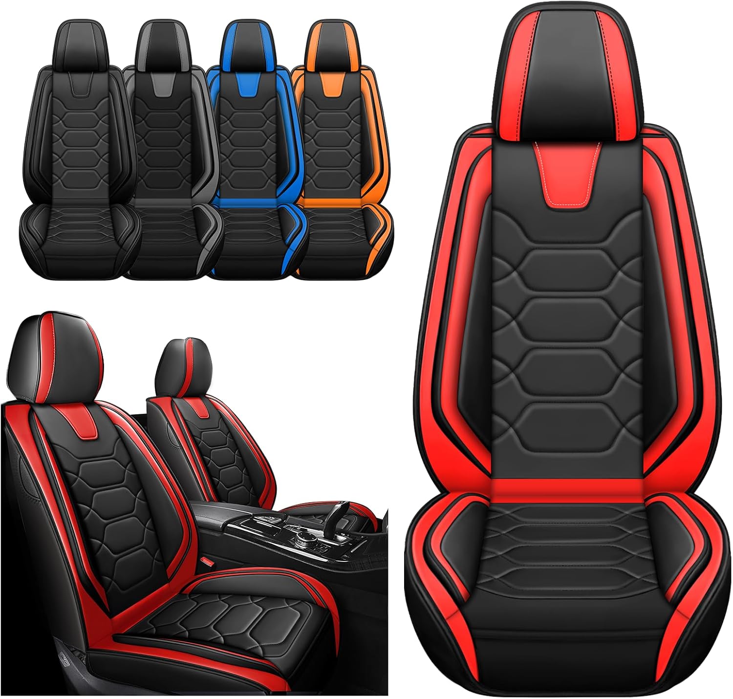 Car Seat Covers for Chevy Trailblazer 2002-2025,Front Seat Covers Premium Waterproof Faux Leather Cushion Custom,Sports Seat Cover（Front Pair,Black Red）