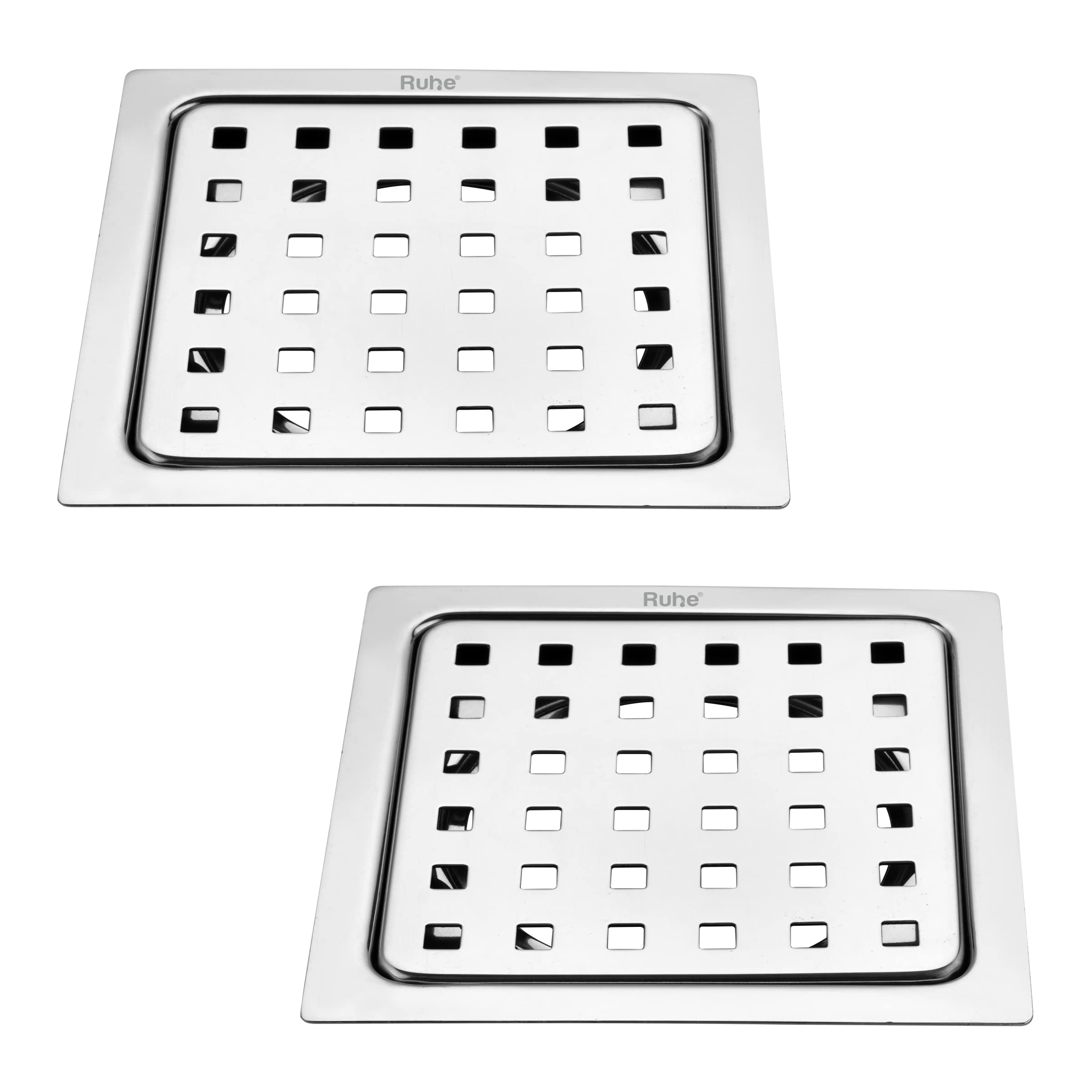 Ruhe® Check Square Flat Cut Floor Drain | Premium Stainless Steel | 6 x 6 inches | Pack of 2 (B091YWZBTY) Amazon Price History, Amazon Price Tracker
