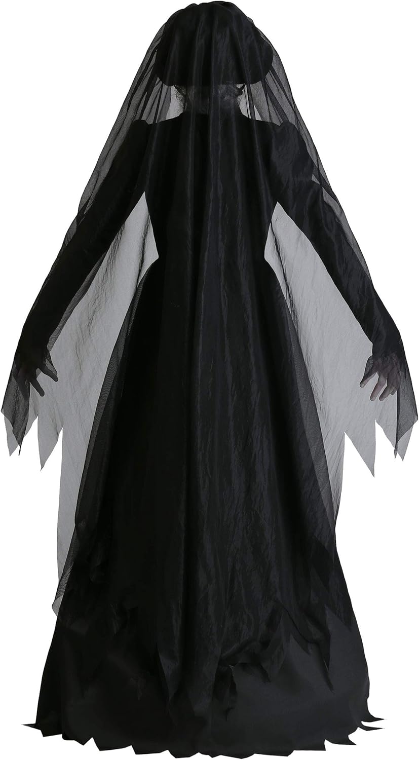 Lady in Black Ghost Costume for Women - Dress with Bonnet and Veil - Image 4