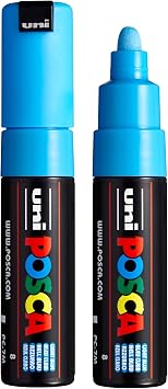 posca uni PC-7M Water-Based Paint Markers, Broad Tip 4.5-5.5mm, Light Blue, 2 Count