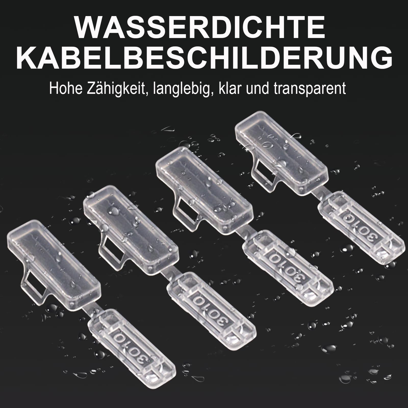 Kabeletiketten Set – 50 Transparente Etikettenboxen & 50 Kabelbinder, Inkl. Notizzettel Zum Beschriften
