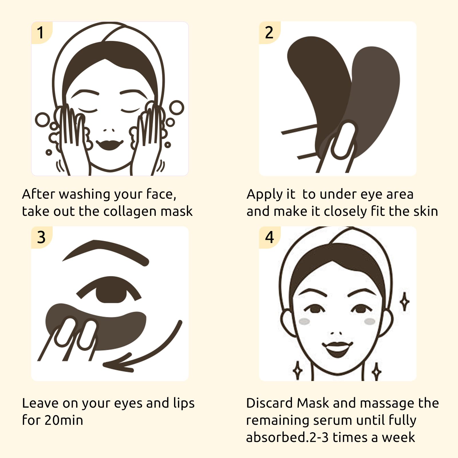 40 pares de parches debajo de los ojos para ojeras, ojos hinchados, arrugas, máscara de ojos de cristal de colágeno con ácido hialurónico, bolsas debajo de los ojos tratamiento para el 5