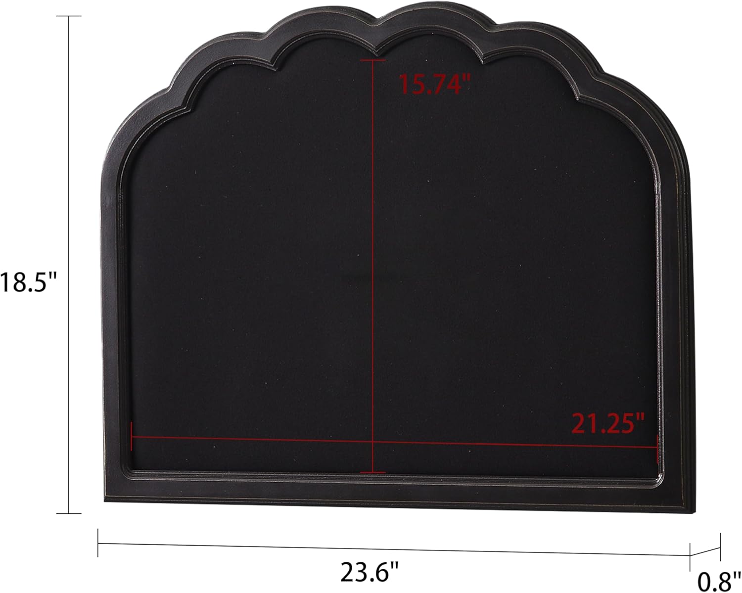 SOFE Framed Bulletin Board Black, 18 × 24 Inches Push Pin Boards for Walls, Linen Vision Board for Office Kitchen Entryway, Modern Decorative Memo Board for Notes Photos, Scalloped Arch Wall Decor