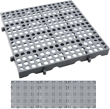 3-Pack Heavy Duty Plastic Pallets 11.8"x11.8"x1.8" Waterproof Ventilated Grid Design Stackable Nestable Floor Pallets for Basement, Garage & Warehouse Storage-Grey