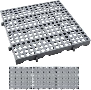 3-Pack Heavy Duty Plastic Pallets 11.8"x11.8"x1.8" Waterproof Ventilated Grid Design – Stackable Nestable Floor Pallets for Basement, Garage & Warehouse Storage-Grey