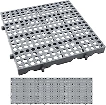 3-Pack Heavy Duty Plastic Pallets 11.8"x11.8"x1.8" Waterproof Ventilated Grid Design – Stackable Nestable Floor Pallets for Basement, Garage & Warehouse Storage-Grey