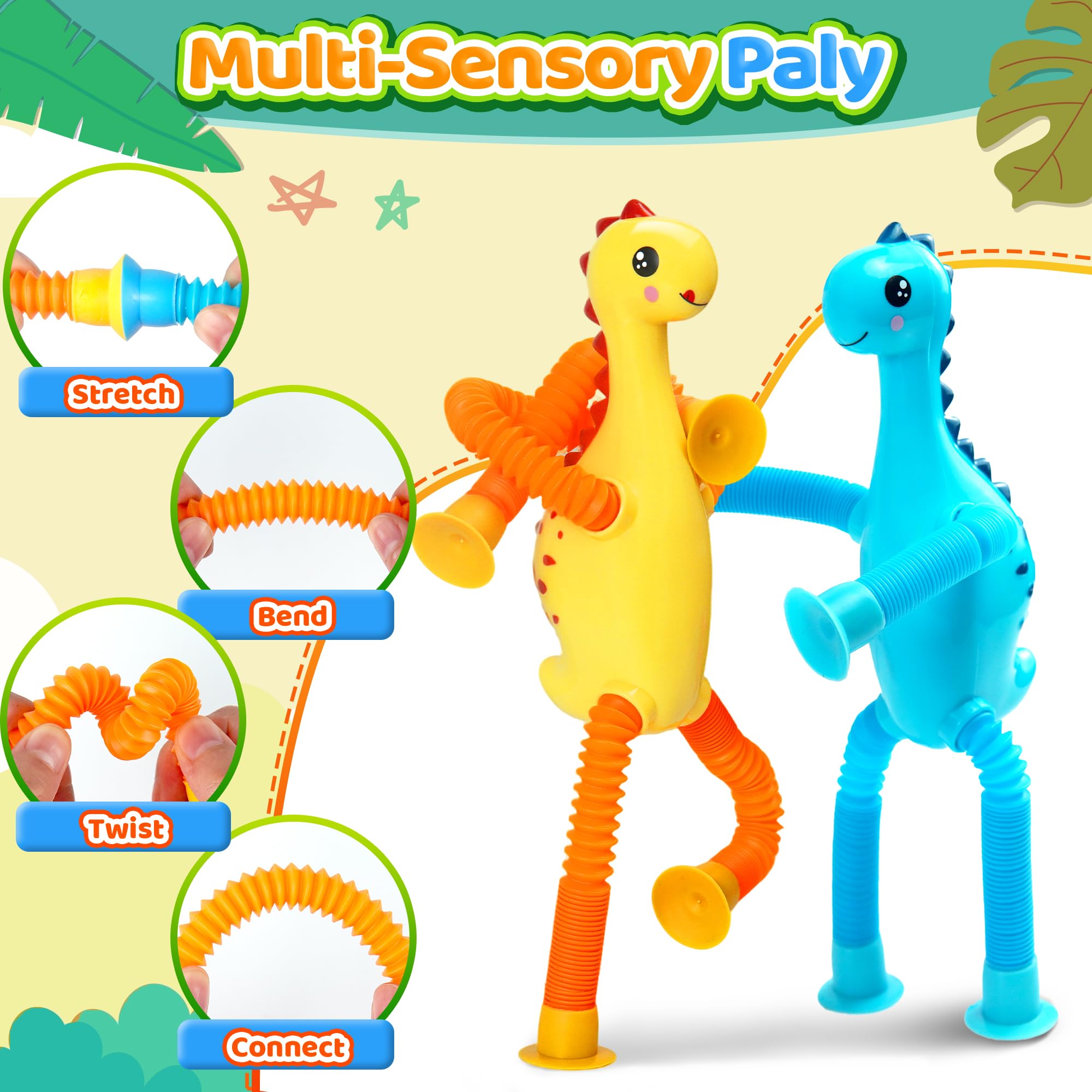 Sensory Travel Toys Easter Basket Stuffer Gift for Toddlers Kid Boy Year Old Ages 3+, Airplane Activities Suction Autism Pop Tube Fidget Toys Autistic Items Valentine for Kids 4