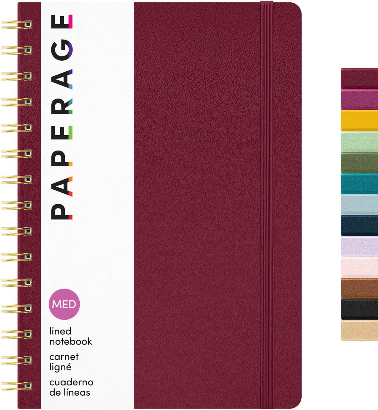 PAPERAGE Lined Spiral Journal Notebook, (Burgundy), 160 Pages, Hardcover Journal for Women & Men, Medium 5.5 in x 8 in - 100 GSM, Thick Paper, Spiral Notebook for Work, School & Journaling