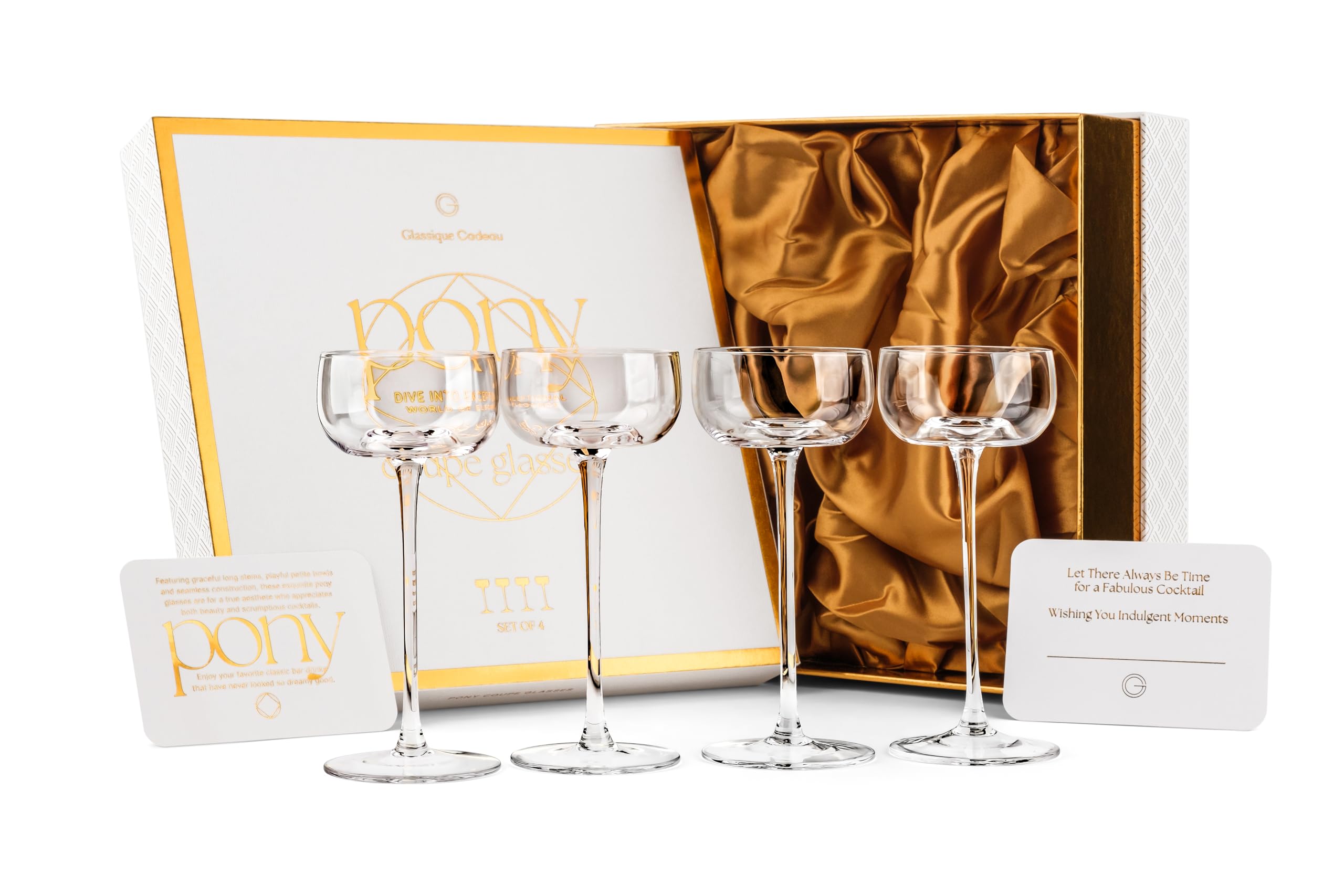 Piccoli bicchieri da cocktail Pony Martini da 150 ml, set da 4 pezzi, eleganti bicchieri da cocktail Nick e Nora Coupe, con manico lungo per espresso Martini, Daiquiri, Cosmo, Manhattan, bicchieri da