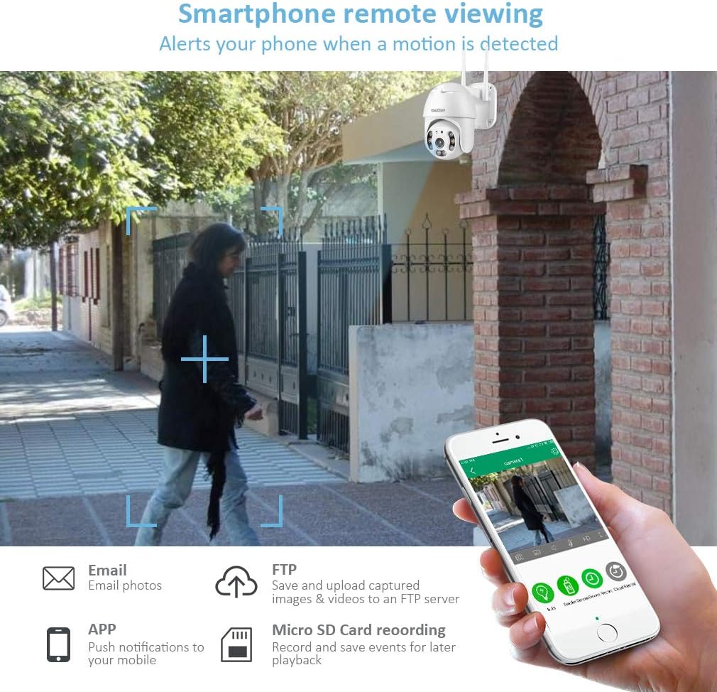 Smartphone showing remote viewing alerts and recording options
