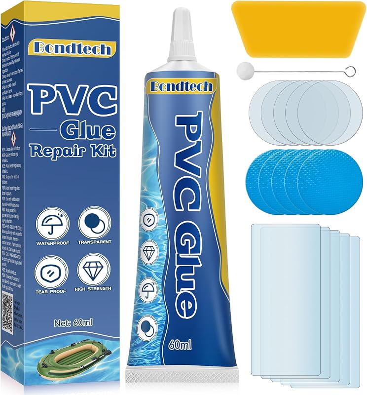 Bondtech Kit de parche para colchón de aire, kit de reparación de revestimiento de pileta, kit de reparación de parche inflable para encima de la pileta, cama de aire, casa de rebote, jacuzzi, inflables, tienda de campaña y más