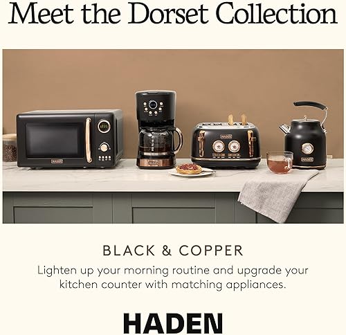 Miniatura 6 de HADEN Dorset - Hervidor eléctrico de agua caliente de acero inoxidable de 1.7 litros con cafetera de goteo de 12 tazas, cafetera de café, color