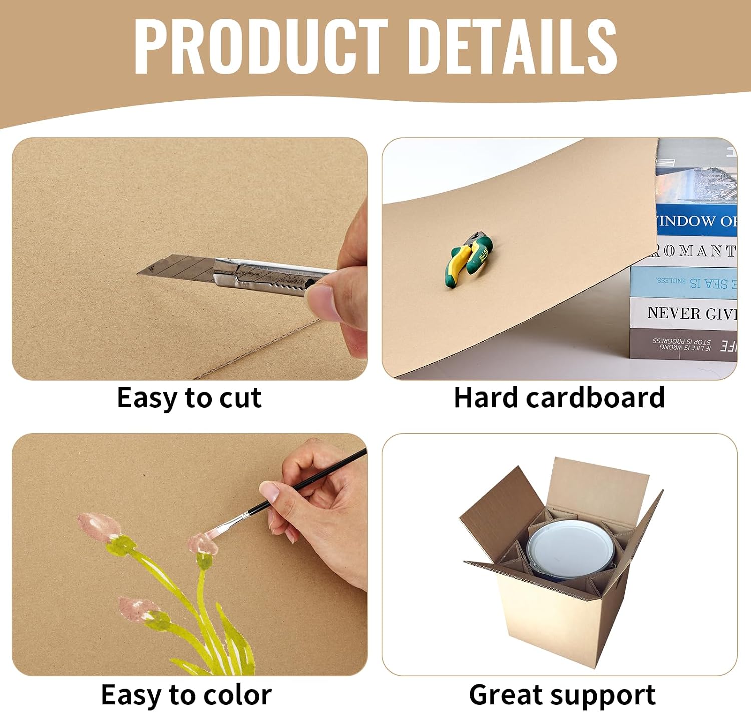 25 Pack Corrugated Cardboard Sheets 24x36 Inch, Large Cardboard Inserts for Shipping Packaging, Flat Cardboard Pads for Mailing, Packing, Art Projects, DIY Crafts