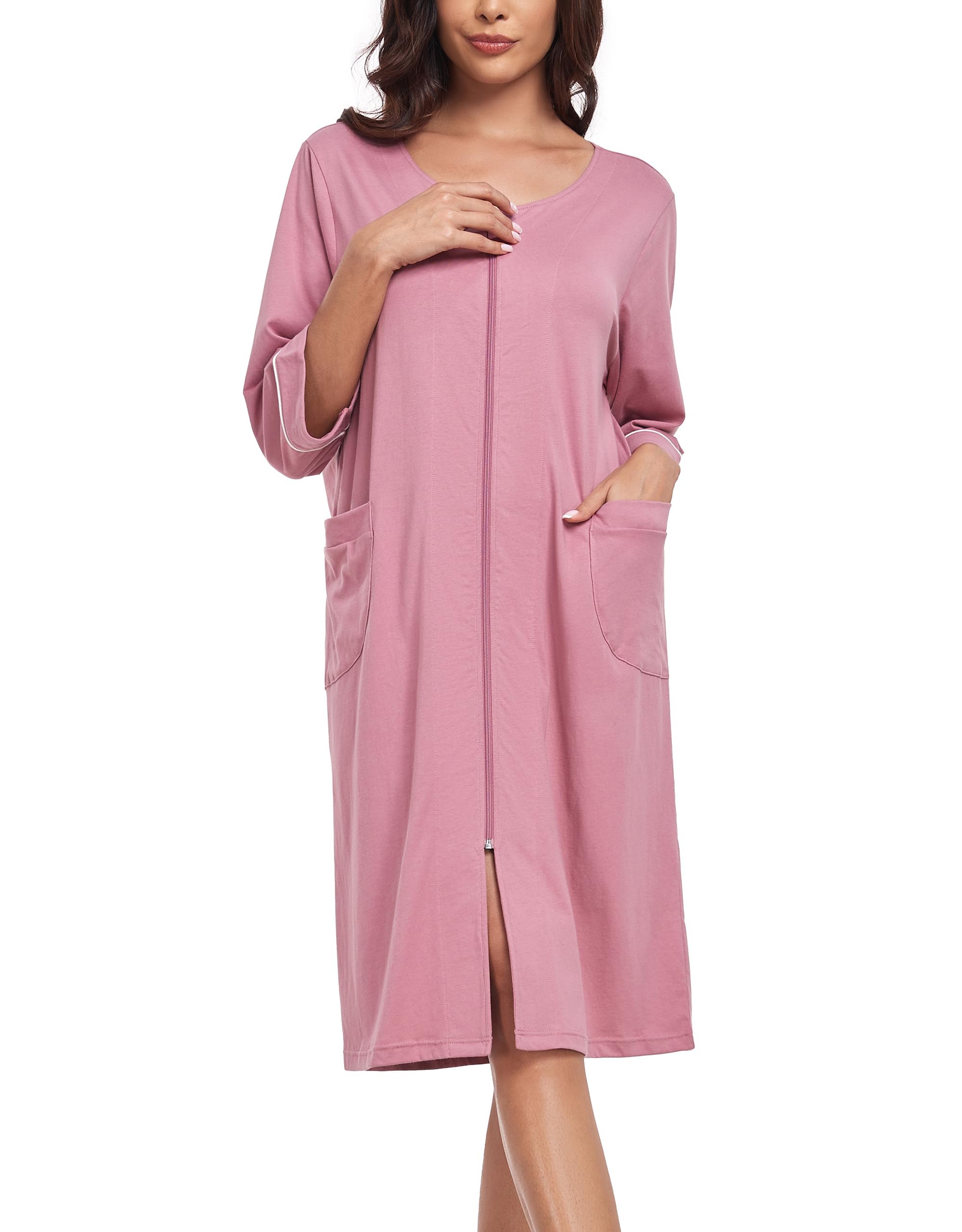 COLORFULLEAF Albornoz con cremallera para mujer Mujer