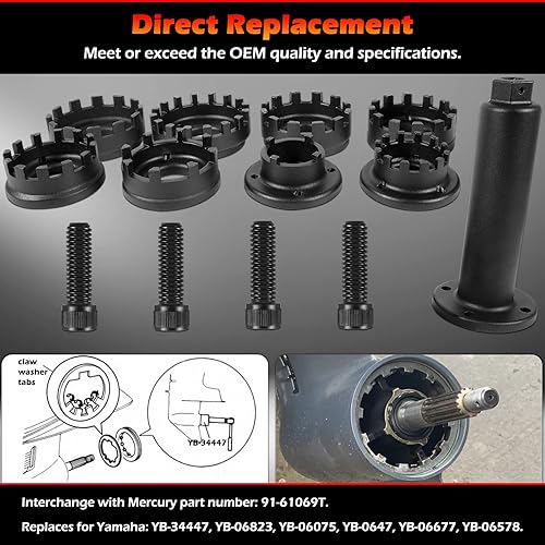 Miniatura 4 de Juego de llaves de anillo de retención inferior con mango de llave de anillo de 12 pulgada MT0031 para Yamaha Honda Mercury Mercruiser Marine,