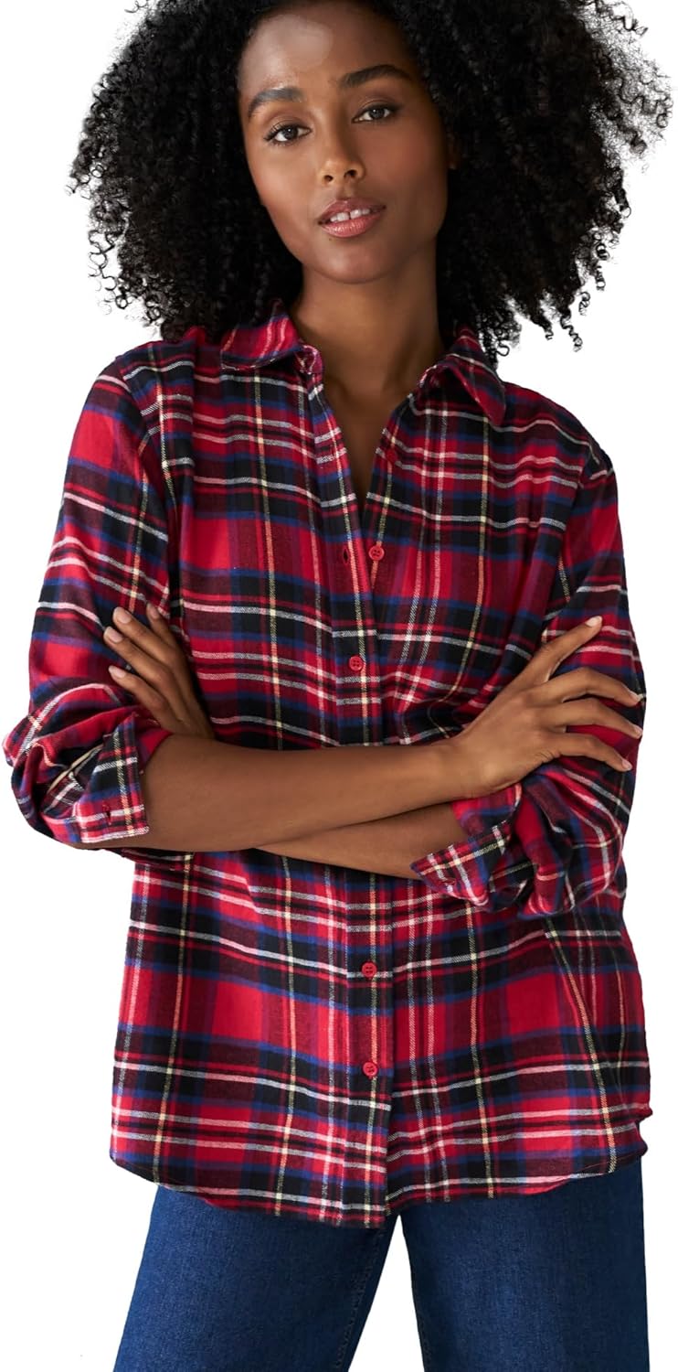 ellos Plus Size Plaid Flannel Shirt