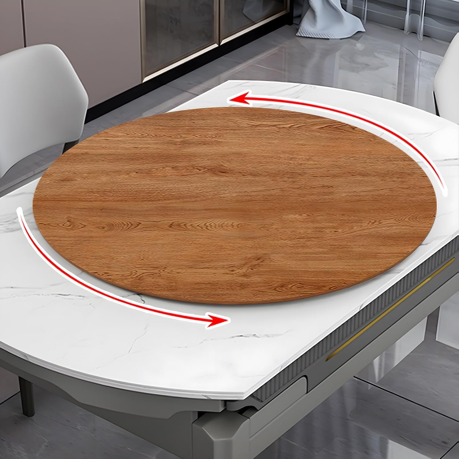 16-34inch Bamboo Wood Lazy Susan Round Rotating Turntable Organizer, for Cabinet, Countertop, Pantry or Table, 360 ° Smooth Spin Wooden Charcuterie Board, Silent Countertop Pantry Storage(Golden oak c