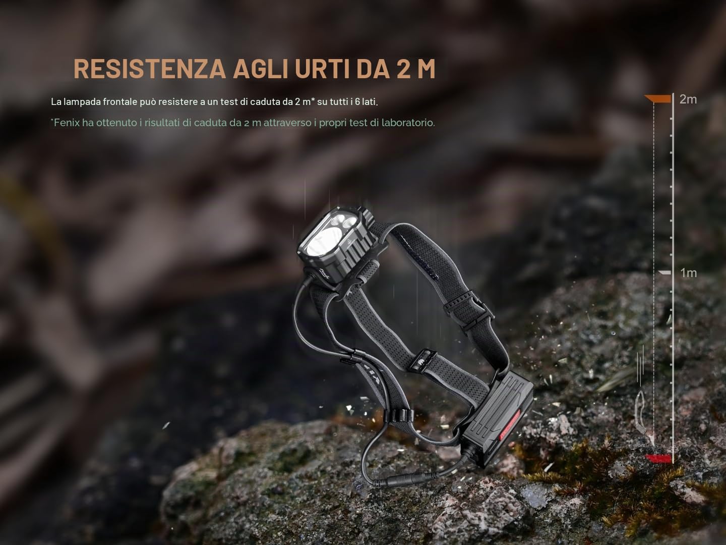 fenix HP35R, torcia frontale ricaricabile ultra potente | 4000 lumen | 450 m | 500 ore max | fascia larga comoda | batteria da 10.000 mAh con cavo di prolunga | luce di sicurezza posteriore rossa |