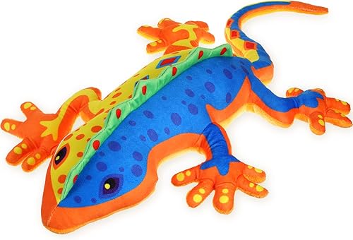 Civaner Juguete de peluche realista de lagarto de 22 pulgadas con puntos, colorido Gecko, peluche resistente, juguete de reptil, regalo de