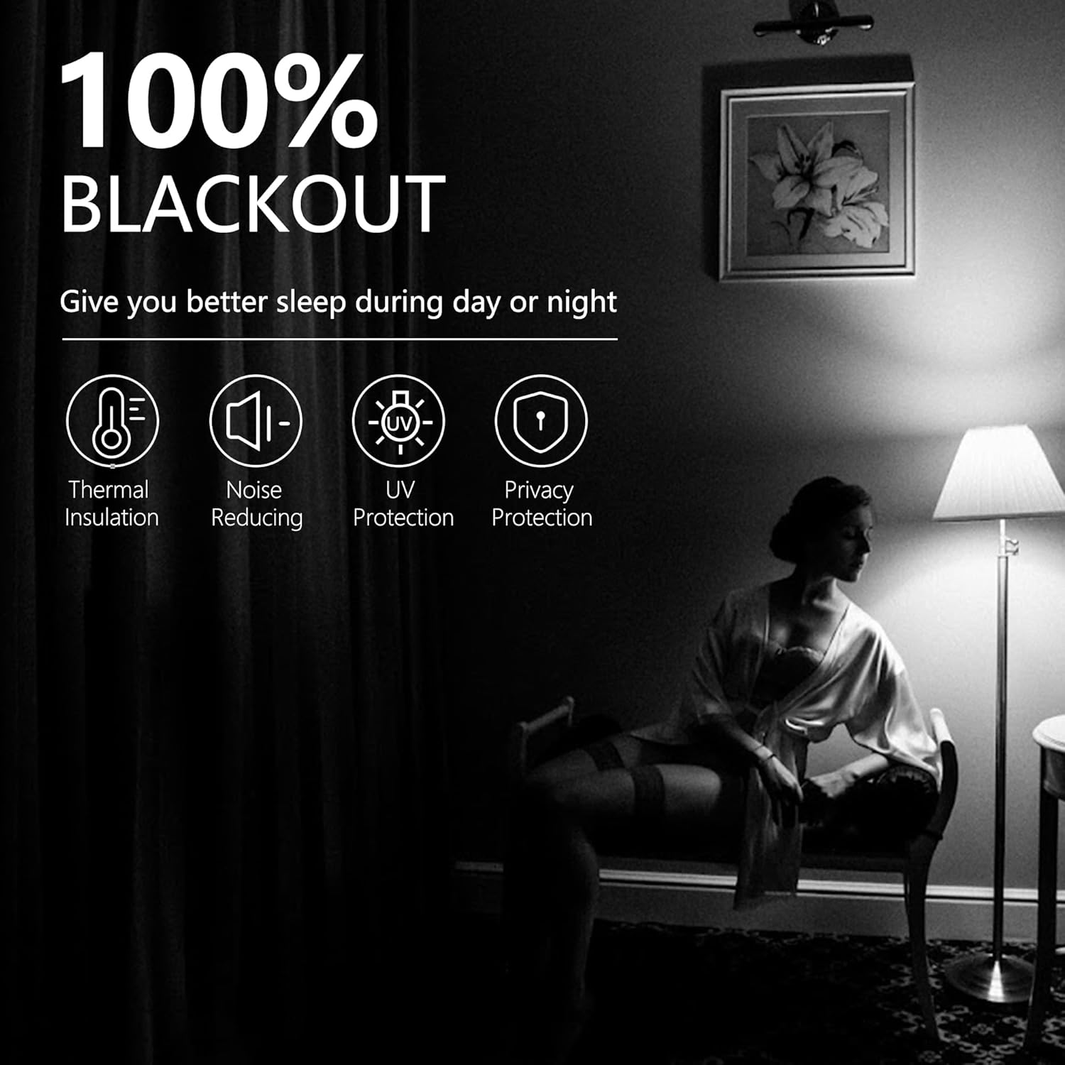 YC WINRRARII Grommet 100% Blackout Curtains with Black Liner for Bedroom 96 inches Long 2 Panels Set Blocking Curtains Window Treatments for Living Room Privacy Protection(52" W x 96" L, Deep Gray)