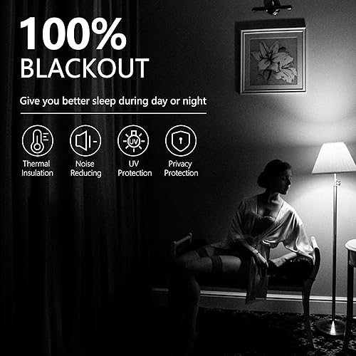 Miniatura 5 de Cortinas 100% opacas con ojales para dormitorio de 84 pulgadas de largo, juego de 2 paneles de cortinas de bloqueo para sala de estar (52 pulgadas
