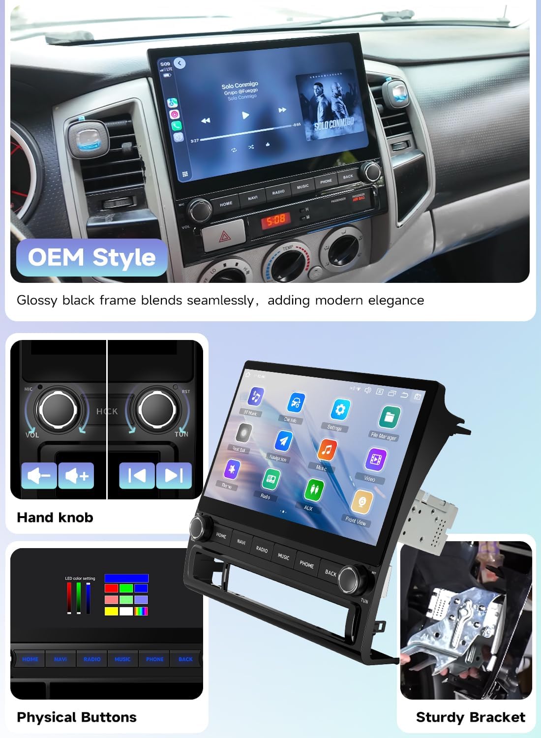 Roadanvi 10.2" Android 14 Car Stereo for 2nd Gen Toyota Tacoma 2005-2015, Wireless Apple CarPlay & Android Auto,6GB RAM 128GB ROM, 5G WiFi 4G LTE, QLED Touchscreen, GPS Navigation, Bluetooth 5.2