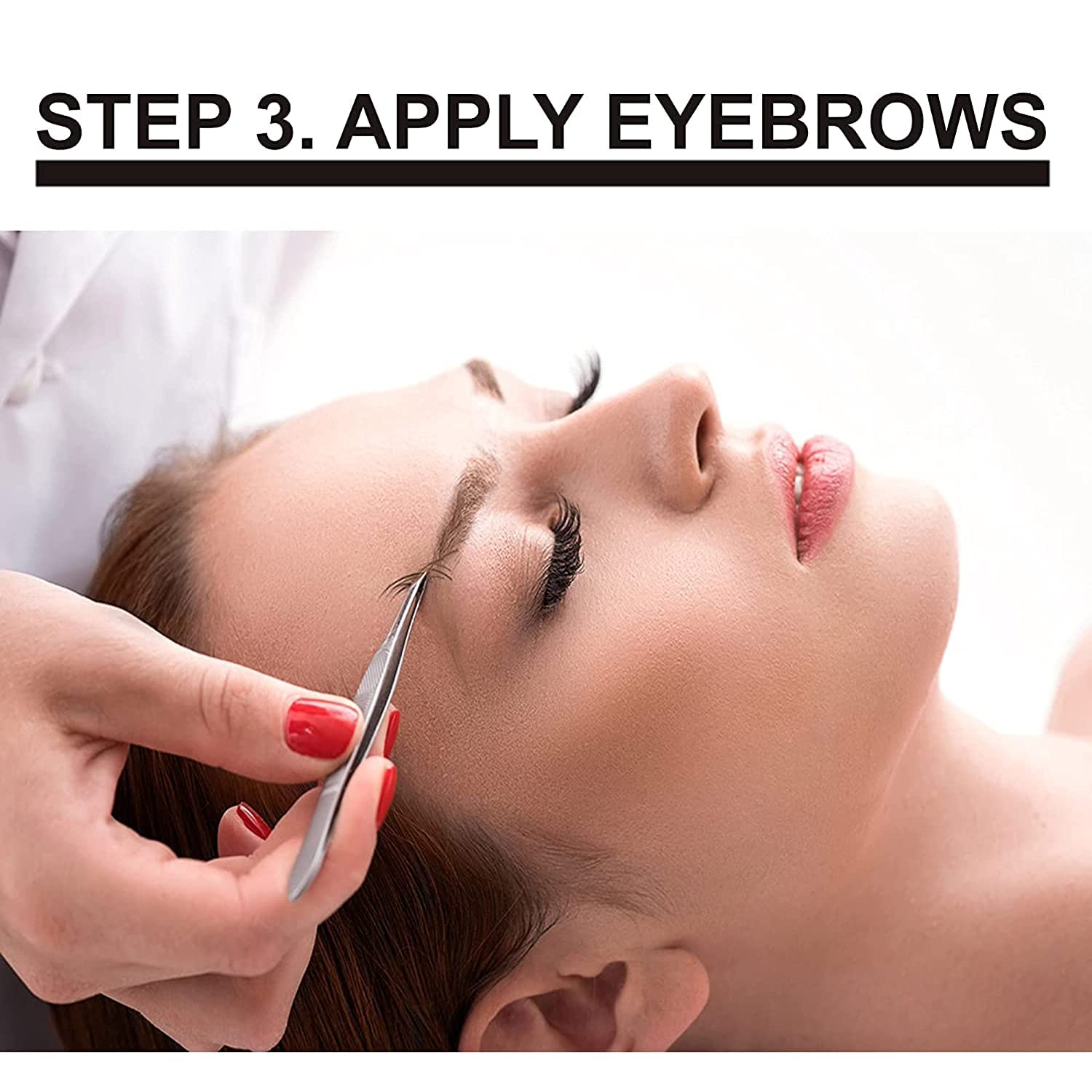 Lash Eyebrow Extensions Kit with 2 Trays of Mink False Eyebrows in Black, Eyebrow Extension Glue Clear & Extension Tweezers, Comes on Mixed Length 5-8 mm Mix (Black 2-Pack, Violet Tweezer)