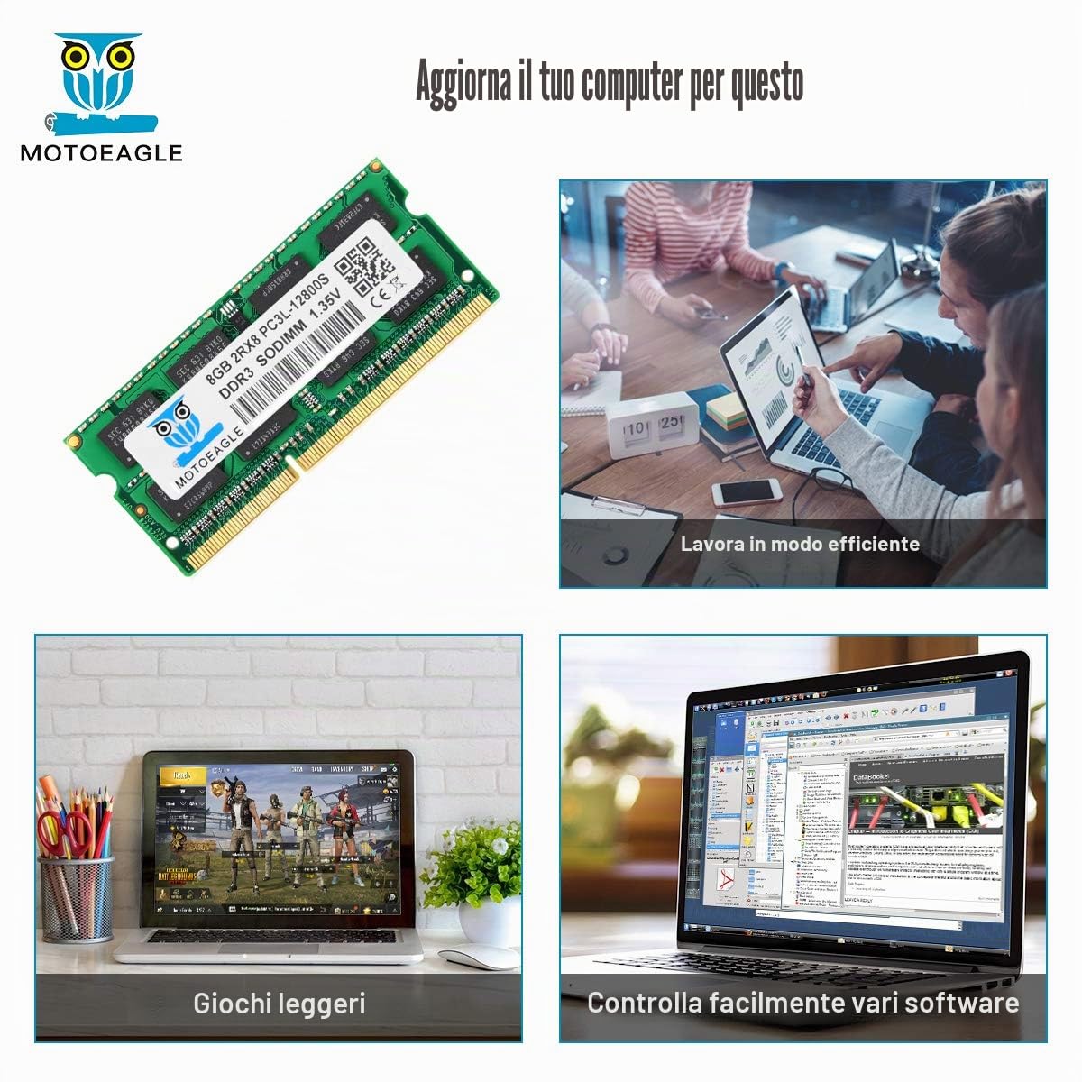 8GB DDR3L 1600MHz SODIMM PC3L-12800S 1.35V CL11 2Rx8 204-Pin PC3-12800 Memoria Laptop