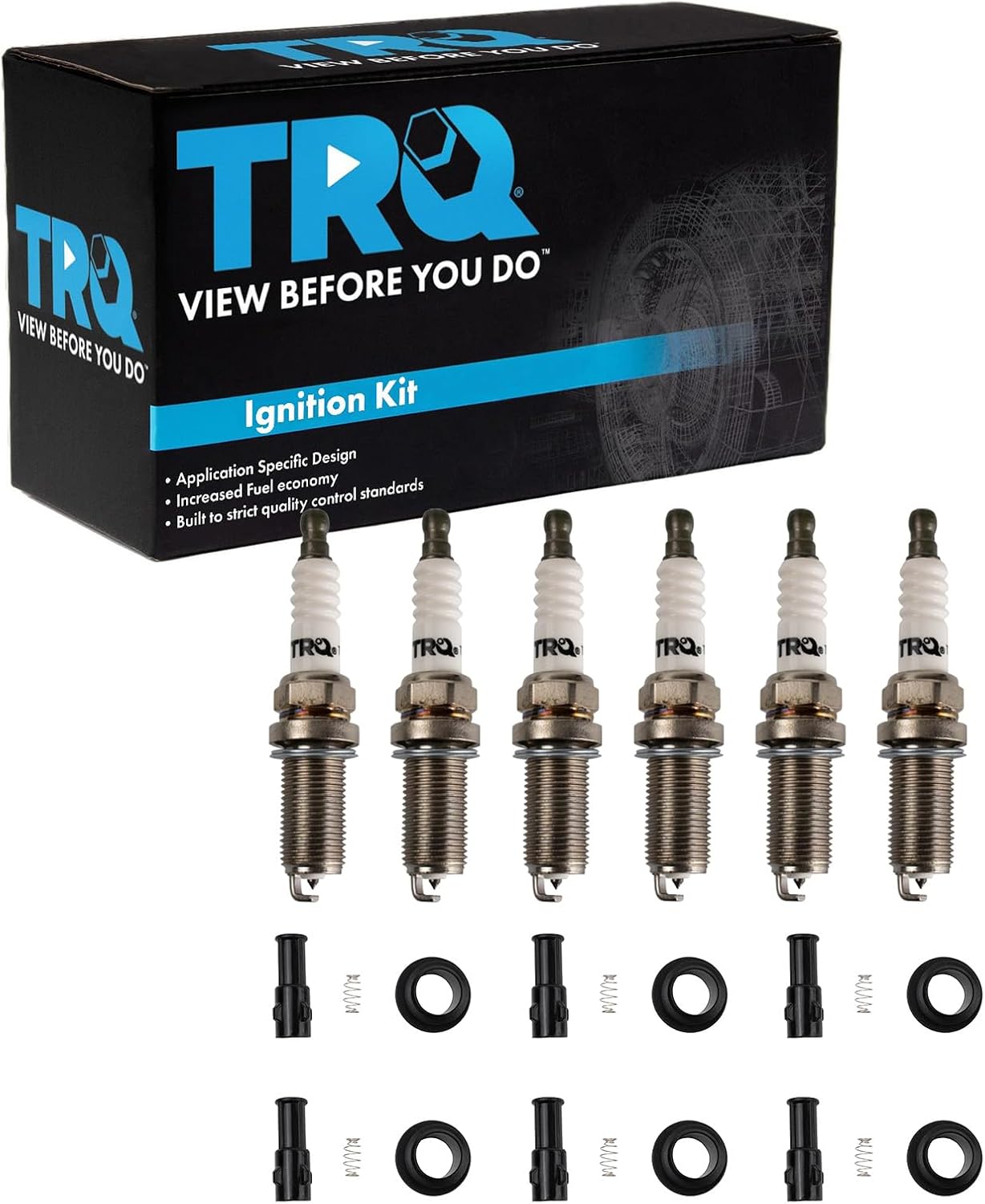 TRQ Ignition Coil and Spark Plug Kit 12 Piece Compatible with 2006-2009 Saab 9-3